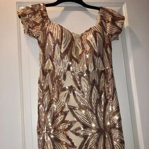 Gold Mermaid Art Deco/Great Gatsby Dress (Size 14)